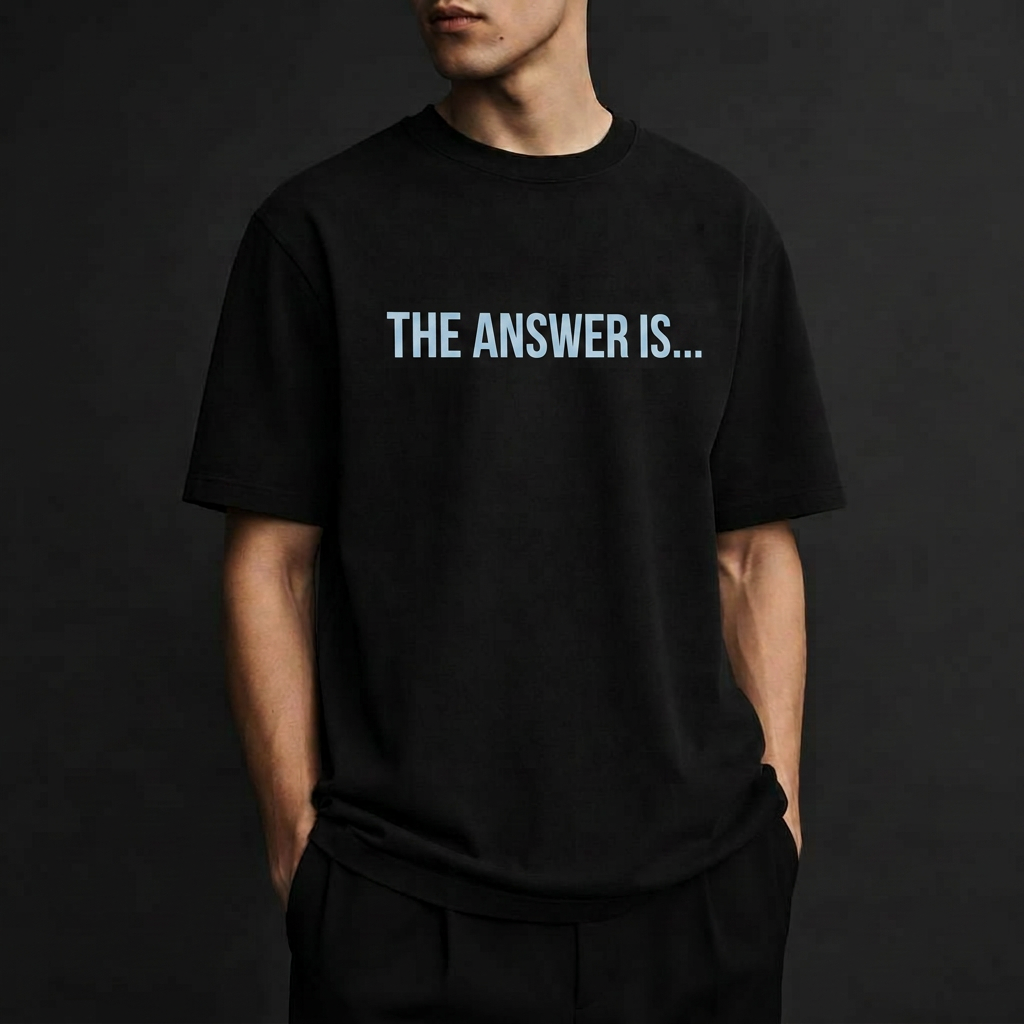 Men's black shirt — The Question