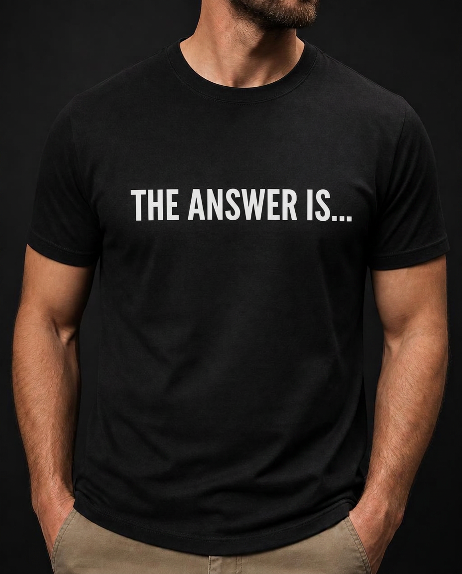 Men's black shirt — The Question