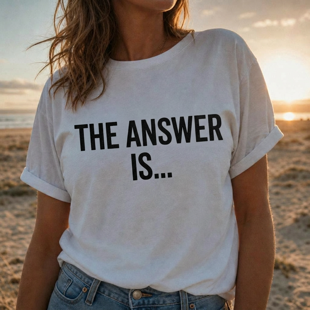 Women's Shirt — “THE ANSWER IS…” Christian shirt front print